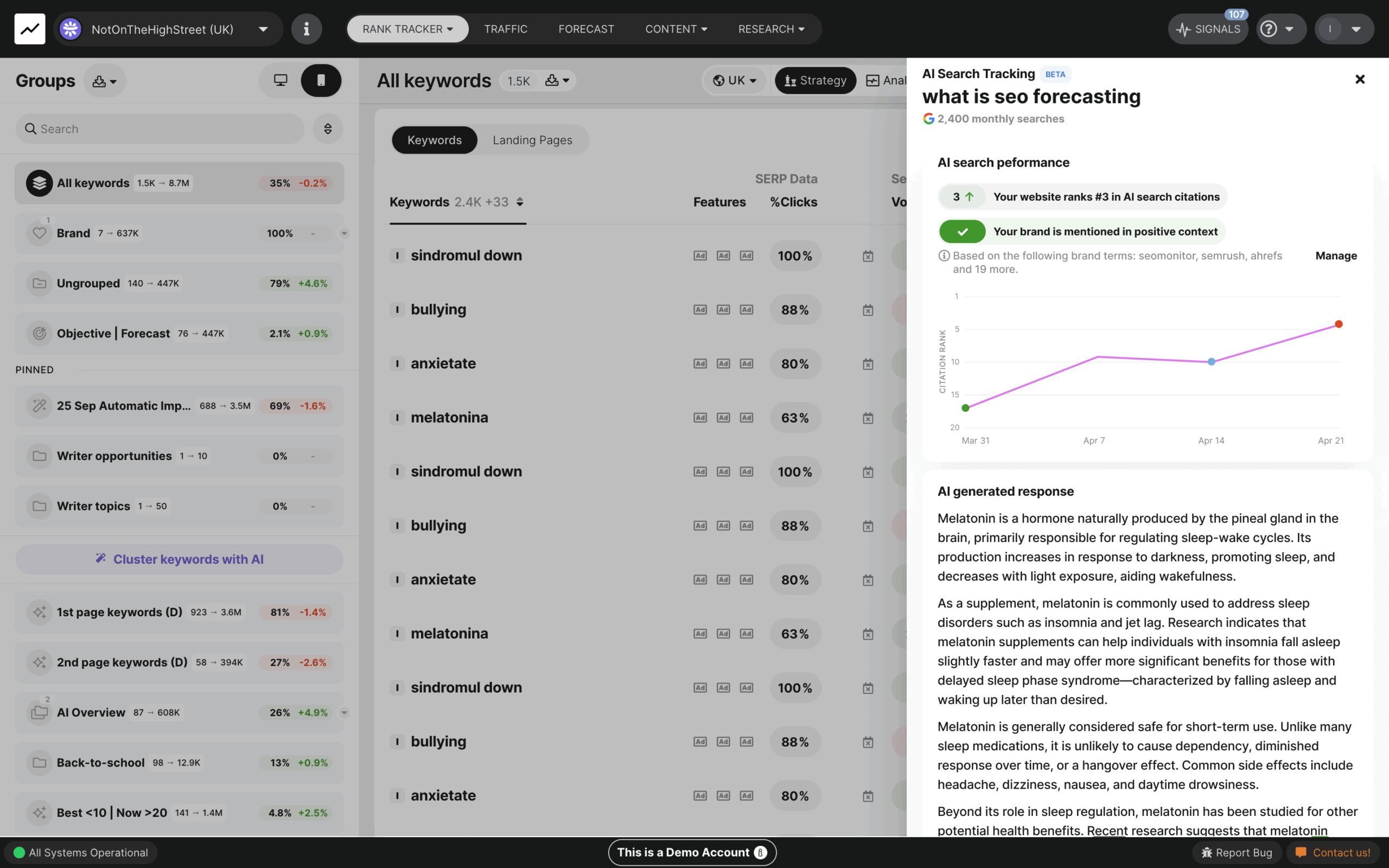 ai search tracking sidebar tooltips and information